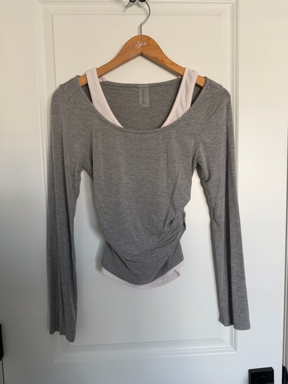 ❌SOLD Altar'd State Gray Layered Long-Sleeve Scoop Neck Top